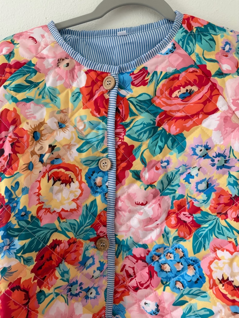 NWT- Boutique Boho Colorful Floral Quilted Jacket size large - Picture 4 of 11